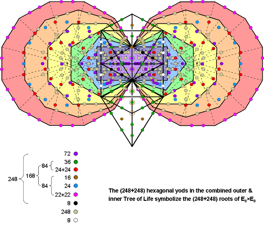 (248+248) hexagonal yods in combined Trees ofLife
