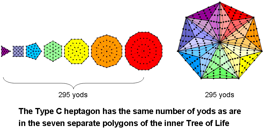 295 yods in Type C heptagon and in 7 separate Type A polygons
