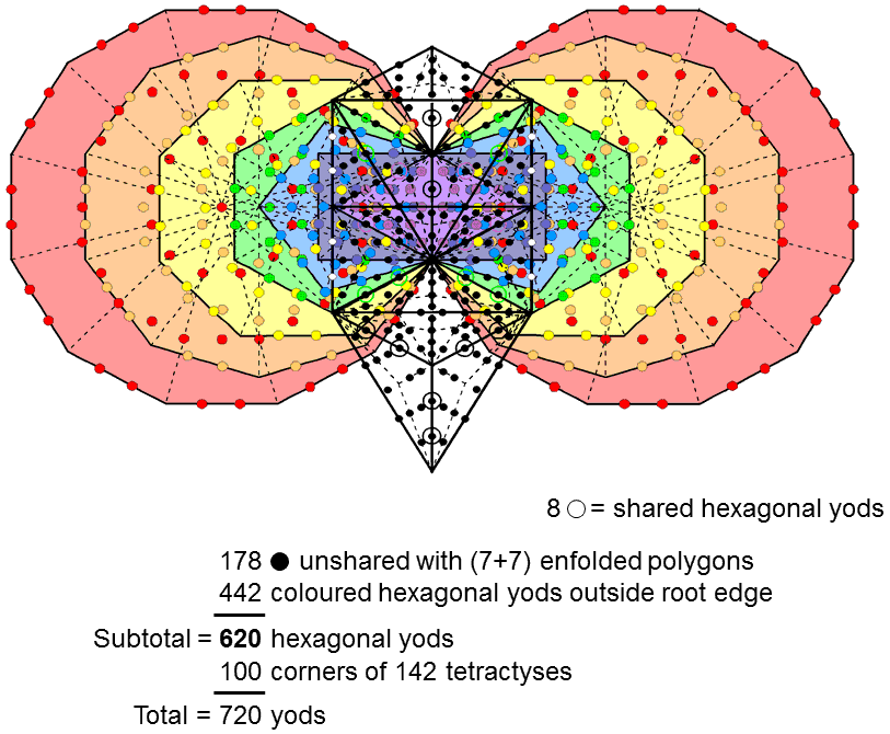 100 corners & 620 hexagonal yods in combined Trees of Life