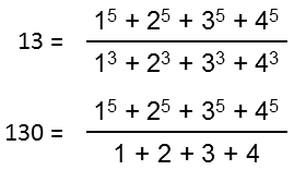 powers of 1, 2, 3 & 4 express 13 and 130